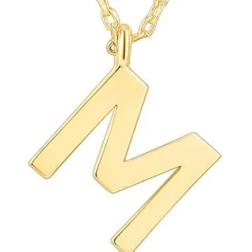 PAVOI 14K Yellow Gold Plated Initial Necklace | Letter Necklaces for Women | M Initial