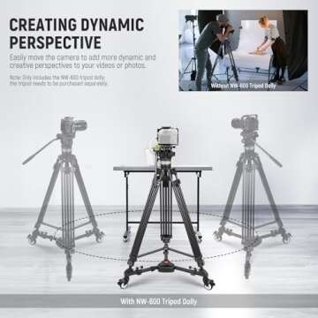 NEEWER Photography Tripod Dolly, Heavy Duty 50lbs Capacity Tripod Wheels with 3" Rubber Wheels for DSLR Cameras Camcorder Photo Video Lighting