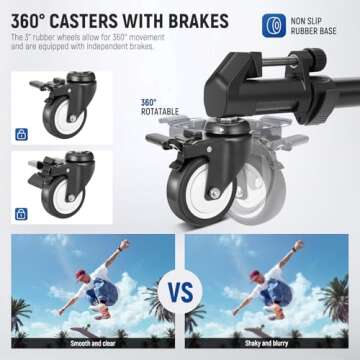 NEEWER Photography Tripod Dolly, Heavy Duty 50lbs Capacity Tripod Wheels with 3" Rubber Wheels for DSLR Cameras Camcorder Photo Video Lighting