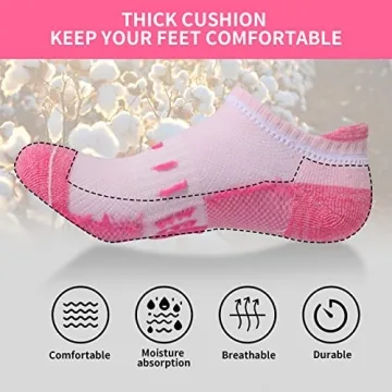Yojoom Women's Cushioned Ankle Socks - 6 Pairs