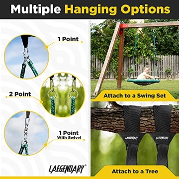 LAEGENDARY Saucer Swing for All Ages - Holds 700 lbs