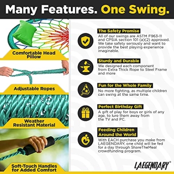 LAEGENDARY Saucer Swing for All Ages - Holds 700 lbs