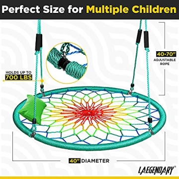 LAEGENDARY Saucer Swing for All Ages - Holds 700 lbs