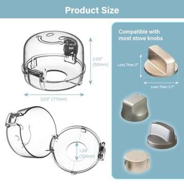 Heart of Tafiti Stove Knob Covers for Child Safety, Gas Stove Knob Covers Large,Transparent Design, 5 Pack, Kitchen Safety Guards for Kids, Baby, Toddler, Clear Oven and Gas Knob Cover