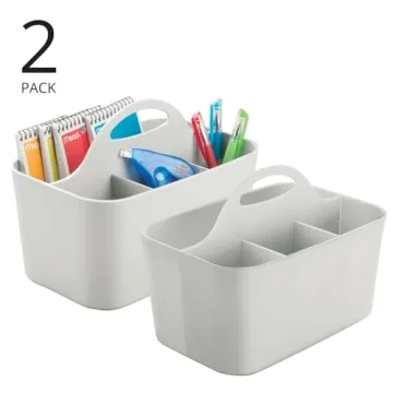 mDesign Plastic Small Office Utility Tote Caddy - 2 Pack