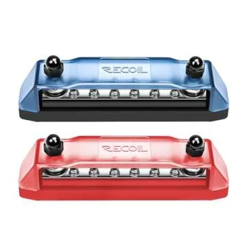 Recoil BB212P Bus Bar 2 x 5/16” Studs and 12 x #8 Screw Terminals Power Distribution Block Busbar for Boat Automotive Solar Wiring