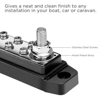 Recoil BB212P Bus Bar 2 x 5/16” Studs and 12 x #8 Screw Terminals Power Distribution Block Busbar for Boat Automotive Solar Wiring
