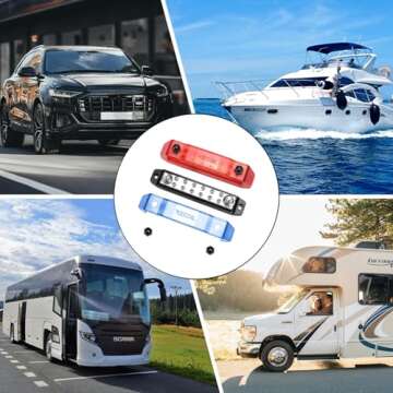 Recoil BB212P Bus Bar 2 x 5/16” Studs and 12 x #8 Screw Terminals Power Distribution Block Busbar for Boat Automotive Solar Wiring