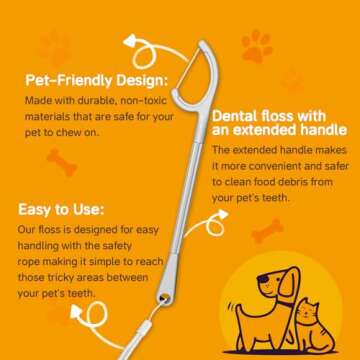 Dr. Emma Dog Tooth Brush Picks Pet Dental Floss for Teeth Cleaning Plaque Remover for Teeth Dental Care for Small to Large Dogs, Cats