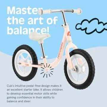 Retrospec Cub 2 Toddler 12" Balance Bike, 18 Months - 3 Years Old, No Pedal Beginner Kids Bicycle for Girls & Boys, Flat-Free Tires, Adjustable Seat, & Durable Frame