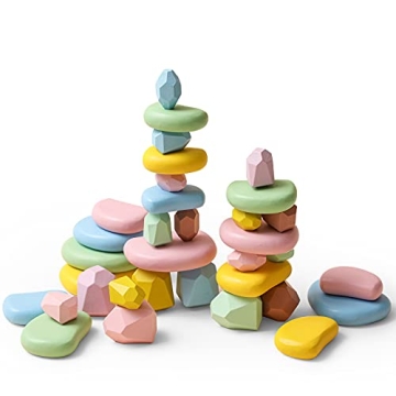 Vibrant Montessori Stacking Rocks for Kids Ages 1-6