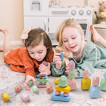 Vibrant Montessori Stacking Rocks for Kids Ages 1-6
