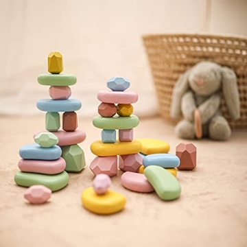 Vibrant Montessori Stacking Rocks for Kids Ages 1-6