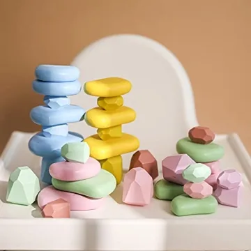 Vibrant Montessori Stacking Rocks for Kids Ages 1-6