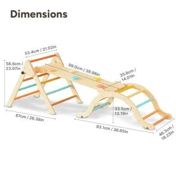 Giant bean Pastel 7 in 1 Pikler Triangle Set with Sliding Ramp & Climbing Arch Ramp, Foldable Wooden Toddler Climbing Toys Indoor, Playground Jungle Gym for Kids Age 1-3, Montessori Climbing Set