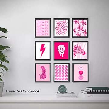 EDUS Preppy Room Decor, Preppy Art Prints Aesthetic Wall Decor, Set of 9 (8x10 inch), Wall Art for T...