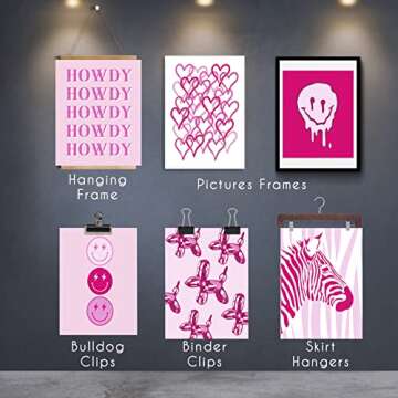 EDUS Preppy Room Decor, Preppy Art Prints Aesthetic Wall Decor, Set of 9 (8x10 inch), Wall Art for Teen Girls Bedroom, Preppy Poster Prints for Bedroom Decoration (UNFRAMED) (Preppy Pink)