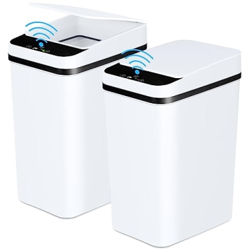 Anborry Bathroom Trash Cans with Lid 2 Pack 2.2 Gallon Touchless Automatic Motion Sensor Small Slim ...