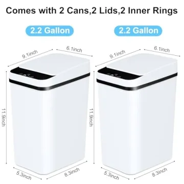 Anborry Slim 2.2 Gallon Touchless Trash Can - 2 Pack