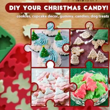 Christmas Mini Candy Molds with Xmas Tree and Gingerbread Man Shaped, 152 Cavity Non-Stick Food Grade DIY Handmade Set for Gummy Jelly Dog Treat Wax Melt Gifts Baking Supplies
