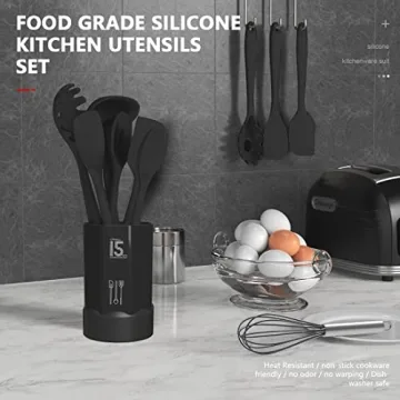 Silicone Cooking Utensils Set - BPA Free & Heat Resistant