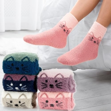 SISOSOCK 5 Pairs Fuzzy Soft Cozy Comfortable Socks for Women, Casual Sleep Comfy Socks, Perfect Warm...