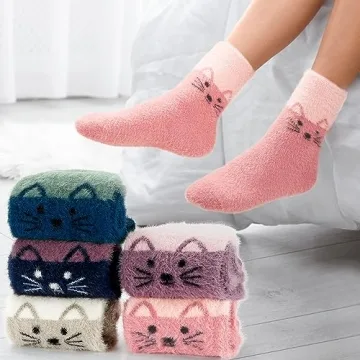 SISOSOCK 5 Pairs Fuzzy Soft Cozy Comfortable Socks for Women, Casual Sleep Comfy Socks, Perfect Warm...