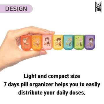 BTS Merchandise Official Licensed Kpop Merch - TinyTAN Character Daily Portable Detachable Pill Orga...