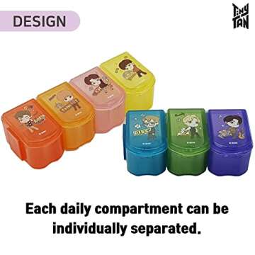 TinyTAN BTS Pill Organizer - Portable & Detachable Case