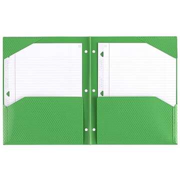 Five Star DuraShield Antimicrobial 2 Pocket Stay-Put Plastic Folders, 4 Pack, Holds 11" x 8-1/2", Color May Vary (330010)