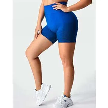 YEOREO Women Intensify Athletic Shorts Seamless Scrunch Workout Shorts High Waisted Active Gym Yoga Shorts Ombre Dark Blue XS