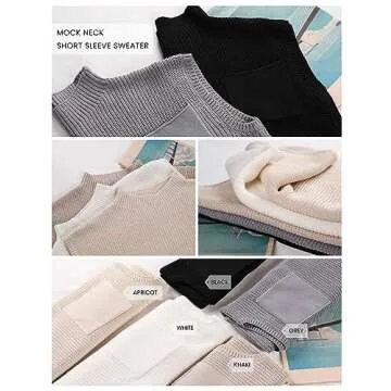 Himosyber Women's Solid Sleeveless Vest Mock Neck Cap Sleeve Knitwear Sweater Tops (5M-White-XS)