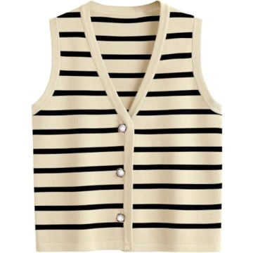 Bgylu Women's Trendy Sleeveless Striped Knit Vest for All