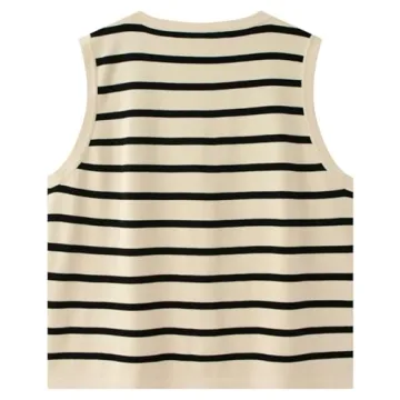 Bgylu Women's Trendy Sleeveless Striped Knit Vest for All