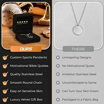 Baseball Necklace - Stylish Stainless Pendant