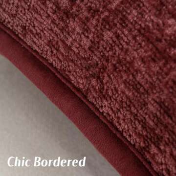 FUTEI Burgundy Chenille Pillow Covers 18x18 for Home