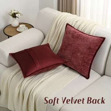 FUTEI Burgundy Chenille Pillow Covers 18x18 for Home