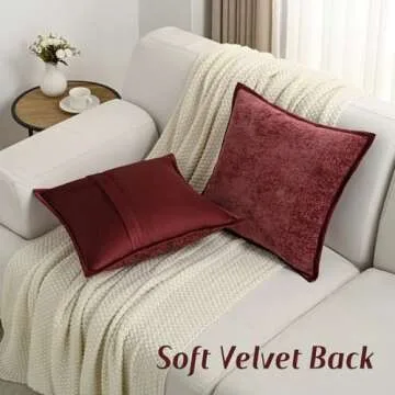 FUTEI Burgundy Chenille Pillow Covers 18x18 for Home
