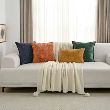 FUTEI Burgundy Chenille Pillow Covers 18x18 for Home