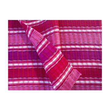 Short Headwrap Scarf Hair Tie Hand Woven Cotton Jeweltone Fuscia Pink