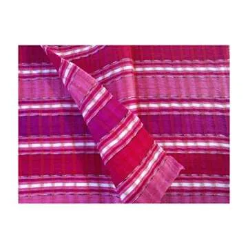 Short Headwrap Scarf Hair Tie Hand Woven Cotton Jeweltone Fuscia Pink