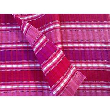 Short Headwrap Scarf Hair Tie Hand Woven Cotton Jeweltone Fuscia Pink