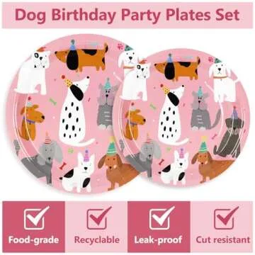 JarThenaAMCS Cute Dog Theme Disposable Plate Set