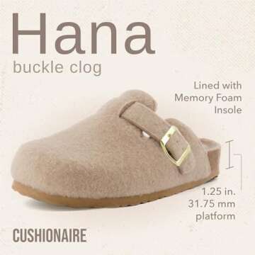 CUSHIONAIRE Hana Womens Clogs | Comfortable Vegan Suede Clogs for Women | Slip On Potato Shoes with ...