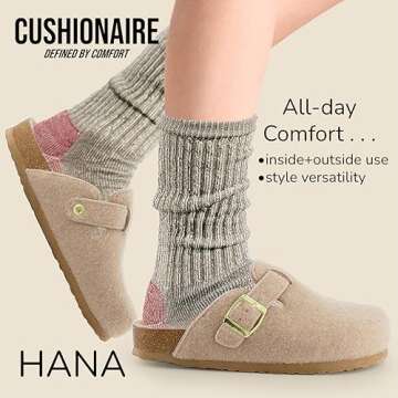 CUSHIONAIRE Hana Womens Clogs | Comfortable Vegan Suede Clogs for Women | Slip On Potato Shoes with Cork Footbed & Arch Support| Sand 9