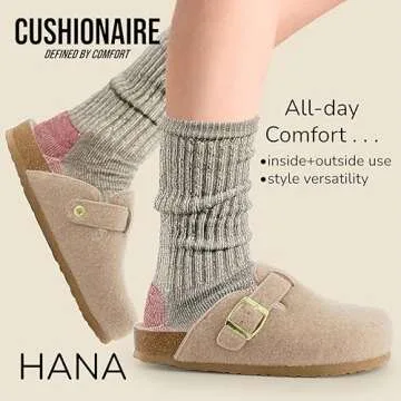 CUSHIONAIRE Hana Womens Clogs | Comfortable Vegan Suede Clogs for Women | Slip On Potato Shoes with Cork Footbed & Arch Support| Sand 9