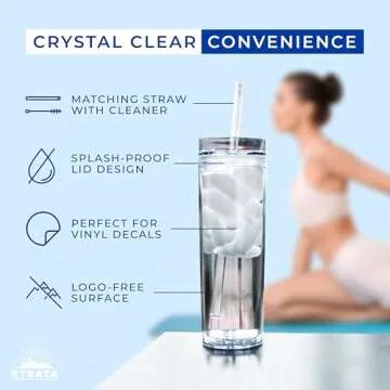 12 Pack Skinny Clear Tumblers with Lid and Straw
