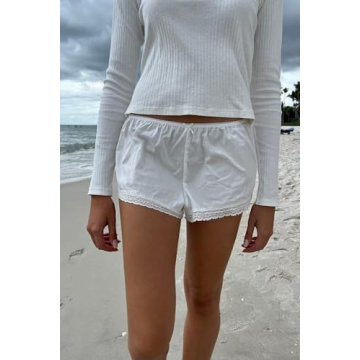 SOLILOQUY Y2K Lounge Pajamas Shorts with Lace Trim