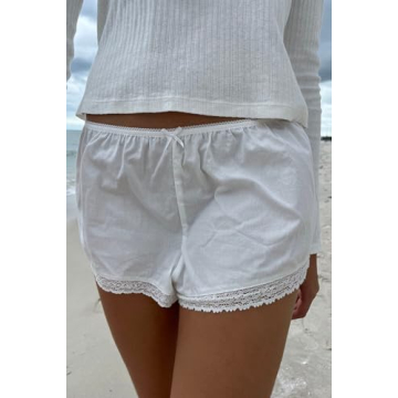 SOLILOQUY Y2K Lounge Pajamas Shorts with Lace Trim