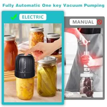 3 IN 1 Electric Vacuum Sealer Kit for Wide Mouth and Regular Mouth Mason Jars, Food Sealed Bags (Black)